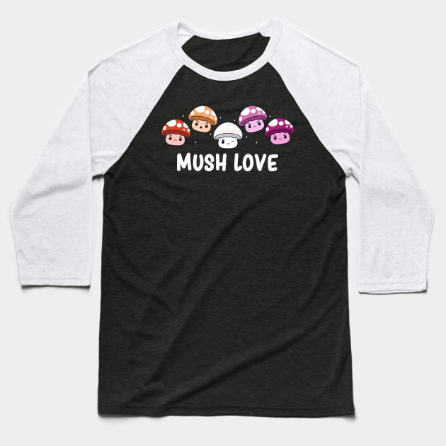 Subtle Lesbian Pride Flag Cute Mushroom Kawaii Fungi Baseball T-Shirt by Graphic Monster